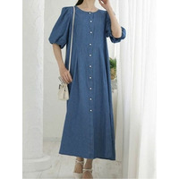 Rin タックレーヨン麻ワンピース / 大きいサイズ Rin