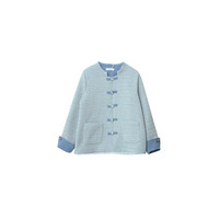 チャイナカラー＆フラワーボタンのエレガントなツイードジャケット