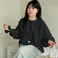 素材ミックスのガーリーテイストオーバーサイズ プルオーバー