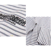 カラードットが散りばめられた大人可愛い細ボーダー半袖Tシャツ