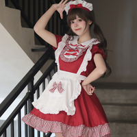 エプロンとカチューシャセット メイドコスプレワンピースセット