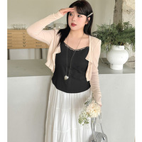 レースコラージュデザインのリブ素材フェミニンキャミソール