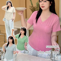 すっきりしたコンパクトシルエット Ｖネック シンプル 半袖 Tシャツ