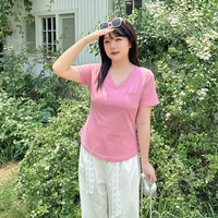 すっきりしたコンパクトシルエット Ｖネック シンプル 半袖 Tシャツ