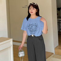 絵本風の線描きイラストが大人可愛い オーバーサイズ 半袖Tシャツ