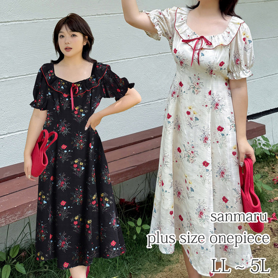 クラシカルな花柄が大人可愛いシアーサッカー素材のワンピース【アリノマ/Alinoma】 クラシカルな花柄が大人可愛いシアーサッカー素材のワンピース【アリノマ/Alinoma】