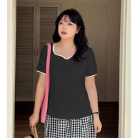 コントラストカラーのパイピングがおしゃれな半袖Tシャツ