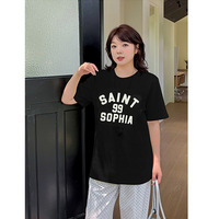 胸ロゴプリント オーバーサイズの大人の綺麗め半袖Tシャツ