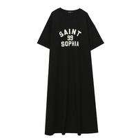 長さ2タイプ 5カラー 胸ロゴプリント ロンTワンピース