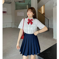 清潔感があってフレッシュ！JK風ブラウス+スカート+リボンタイセット