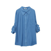 ビビットカラーのシアー生地 オーバーサイズ シャツブラウス