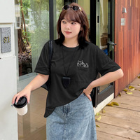 手書き風線描きイラストのオーバーサイズ 綿100%半袖Tシャツ
