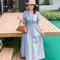 クラシカルで大人ガーリーな雰囲気！ミモレ丈コットンドレス