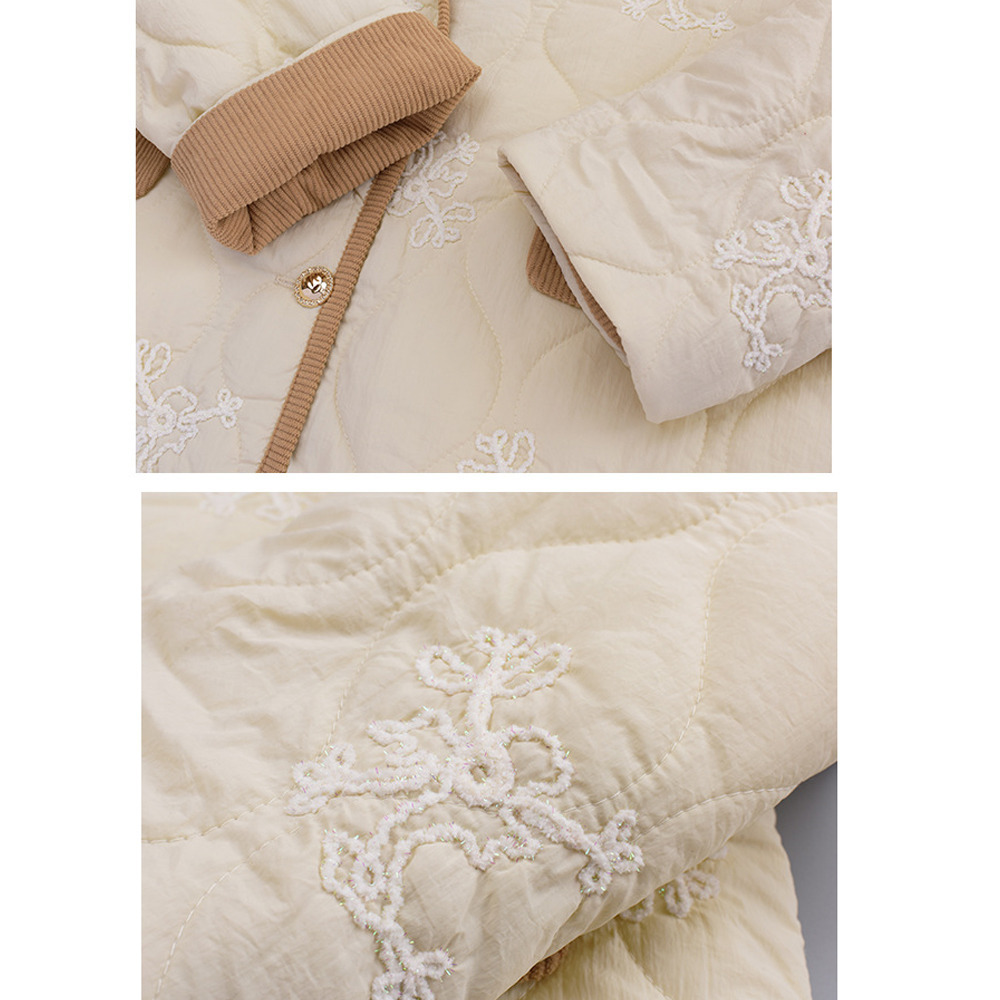 コーデュロイ配色デザイン 刺繍入りのキルティングジャケット10