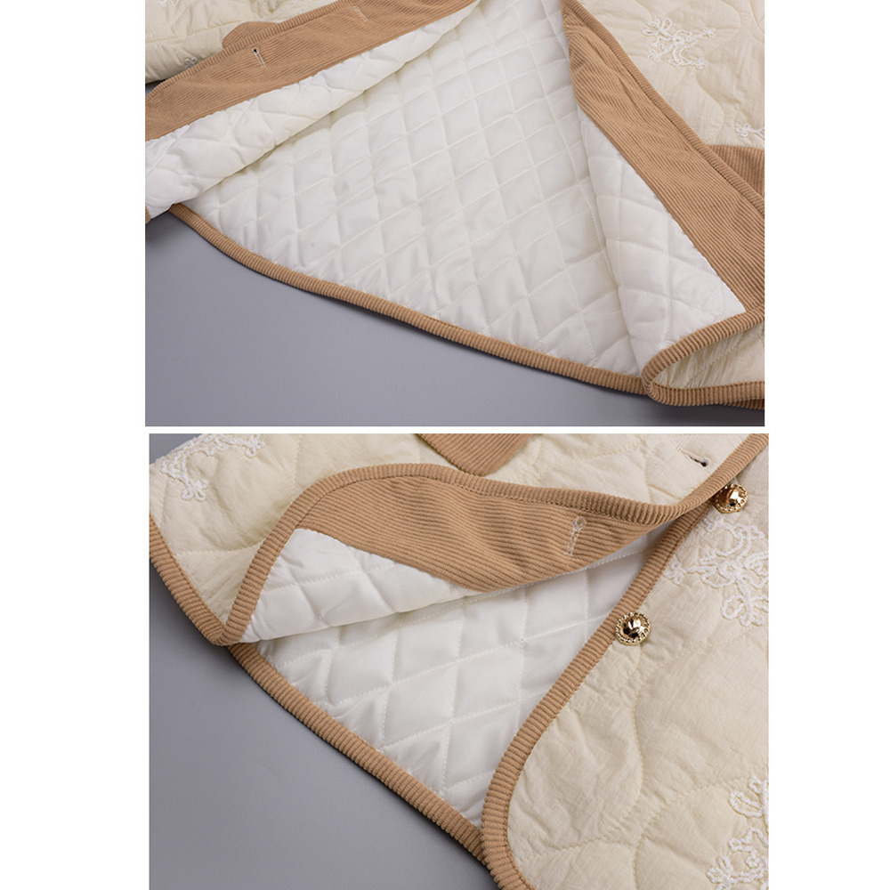 コーデュロイ配色デザイン 刺繍入りのキルティングジャケット11