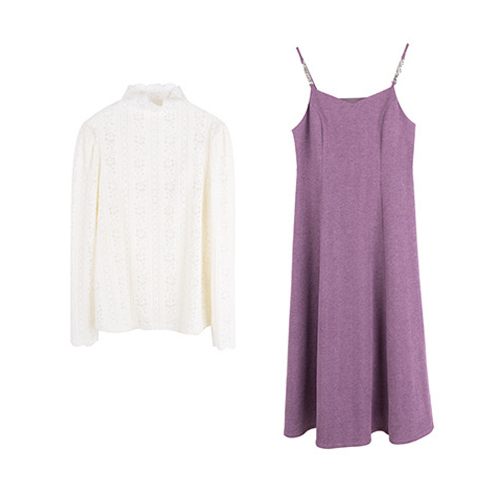 起毛レーストップスと細肩紐ジャンパースカート セットアップ11