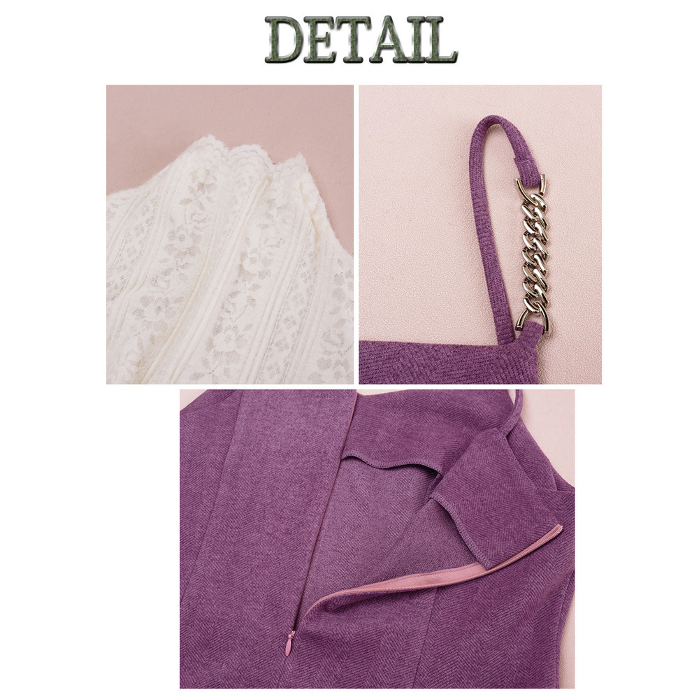 起毛レーストップスと細肩紐ジャンパースカート セットアップ15