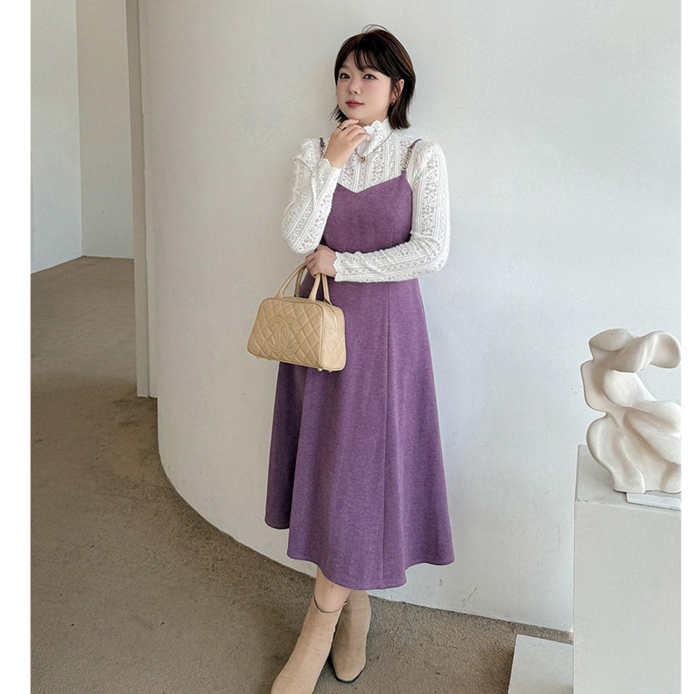 起毛レーストップスと細肩紐ジャンパースカート セットアップ6