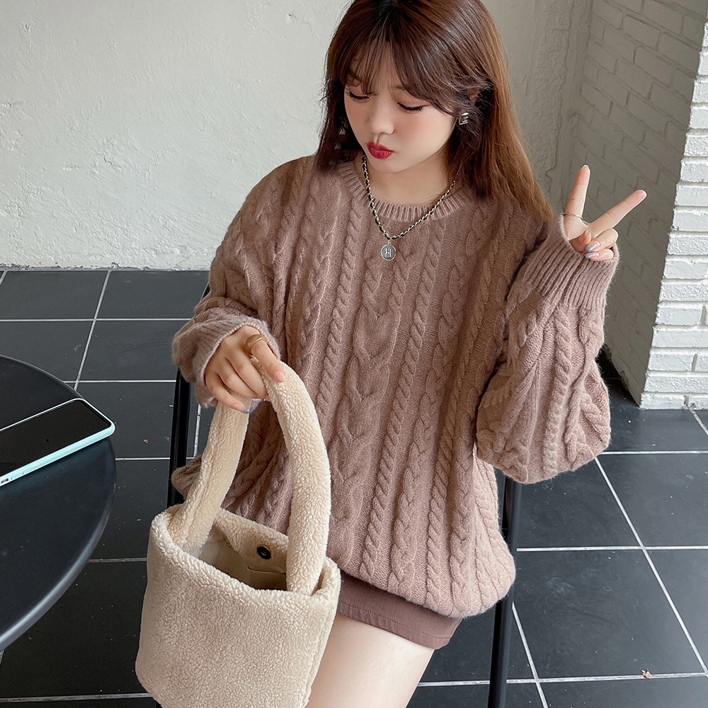 ベーシックスタイル ケーブル編み プルオーバー ニットセーター1