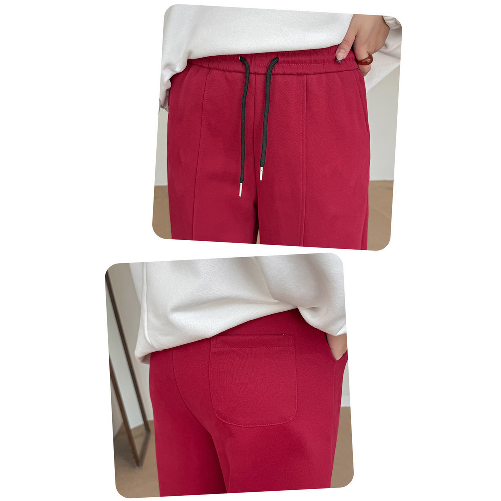 ニット複合生地の暖かで柔らかいスウェットカジュアルワイドパンツ15