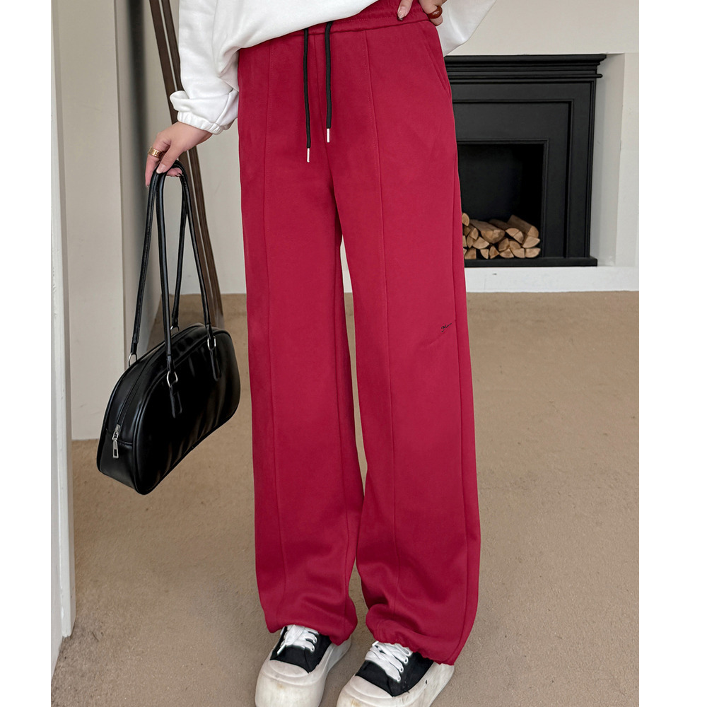 ニット複合生地の暖かで柔らかいスウェットカジュアルワイドパンツ20