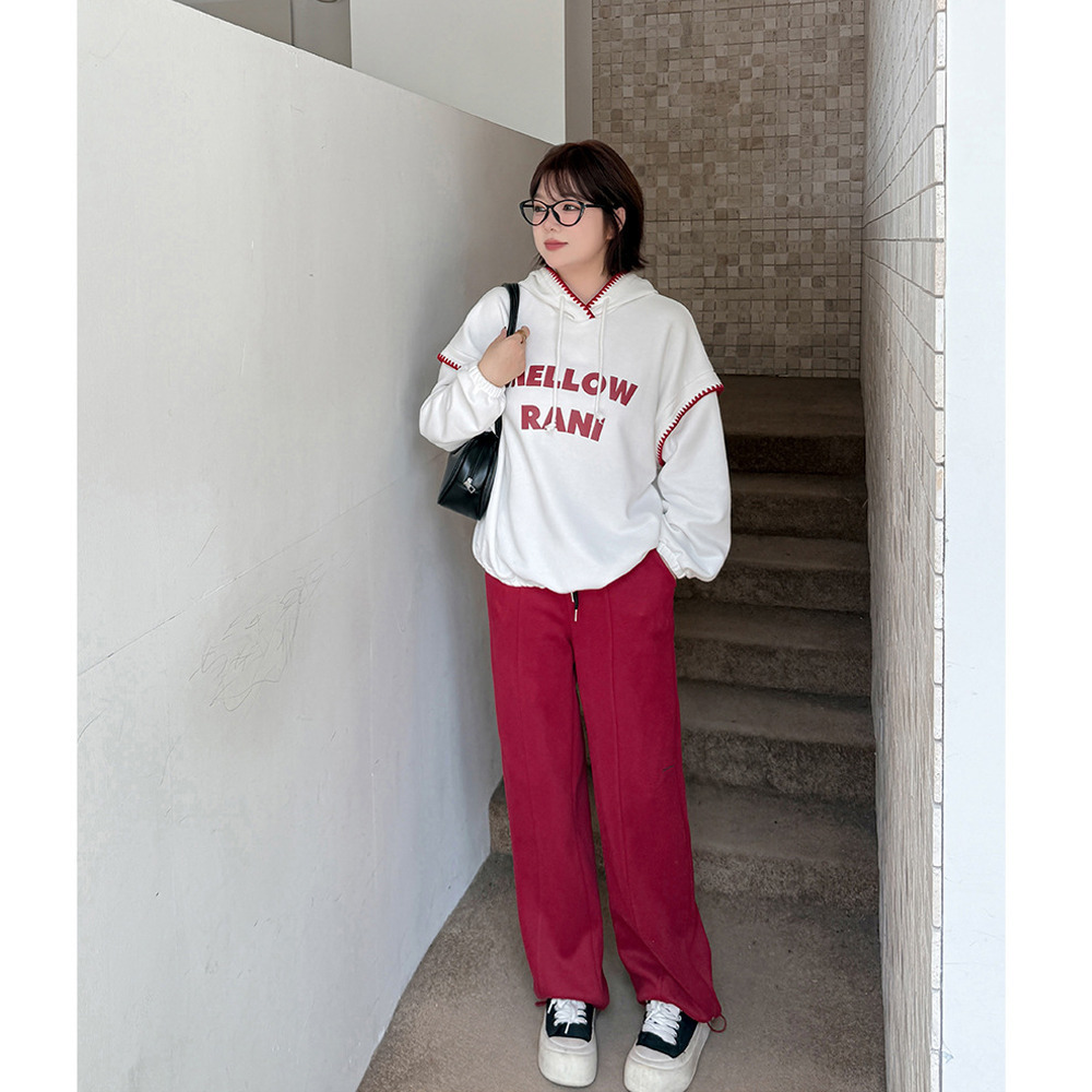 ニット複合生地の暖かで柔らかいスウェットカジュアルワイドパンツ4