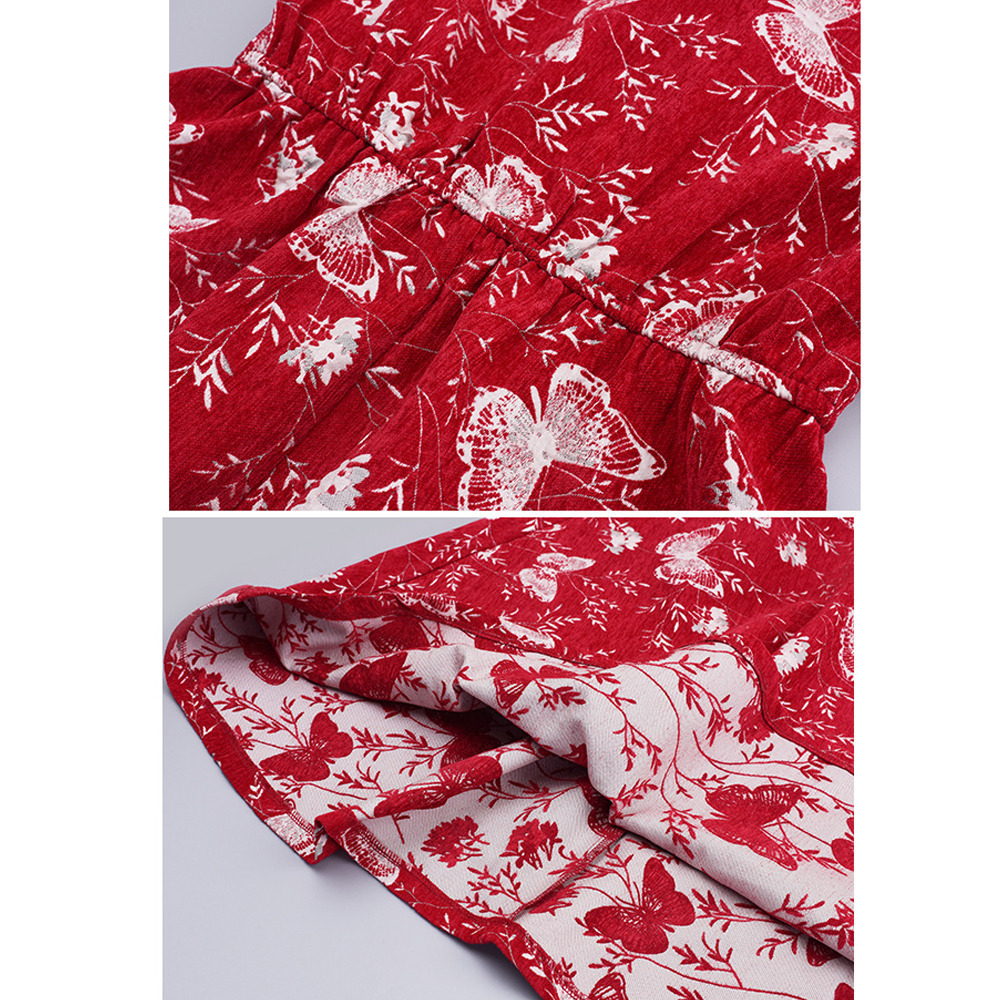 起毛レース袖 華やかな銀糸入り蝶刺繍ベルベットフレアワンピース11