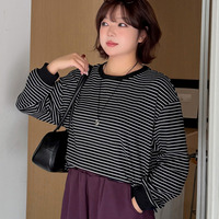 暖かで気持ち良い肌触り！細ボーダー柄 裏起毛 長袖カットソー