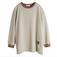 暖かで気持ち良い肌触り！細ボーダー柄 裏起毛 長袖カットソー