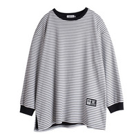 暖かで気持ち良い肌触り！細ボーダー柄 裏起毛 長袖カットソー