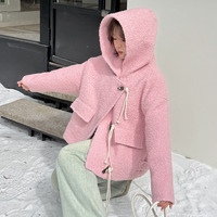 トグルボタンがアクセント!裏キルティング ブークレ生地ショートコート