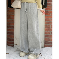 裏起毛の暖かなウエスト・裾ドロスト スウェットワイドパンツ