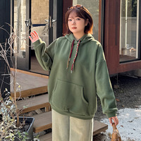 カラフルなフード紐付き 裏起毛スウェット プルオーバーパーカー