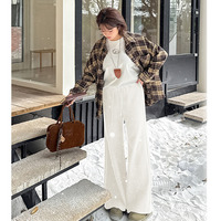 長さ6m違いの2タイプ 裏起毛のウエストゴム フレアパンツ