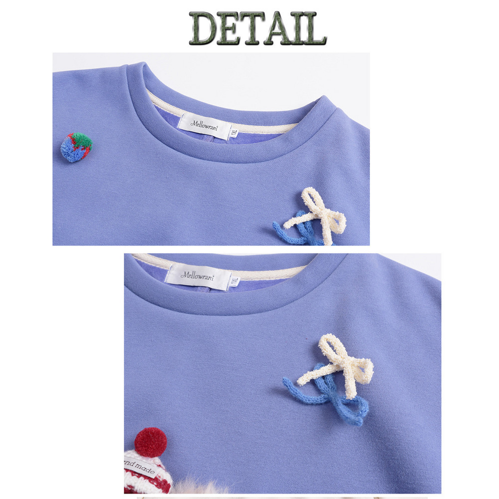 モコモコの子犬立体モチーフ飾り付き 大人可愛い裏起毛トップス16