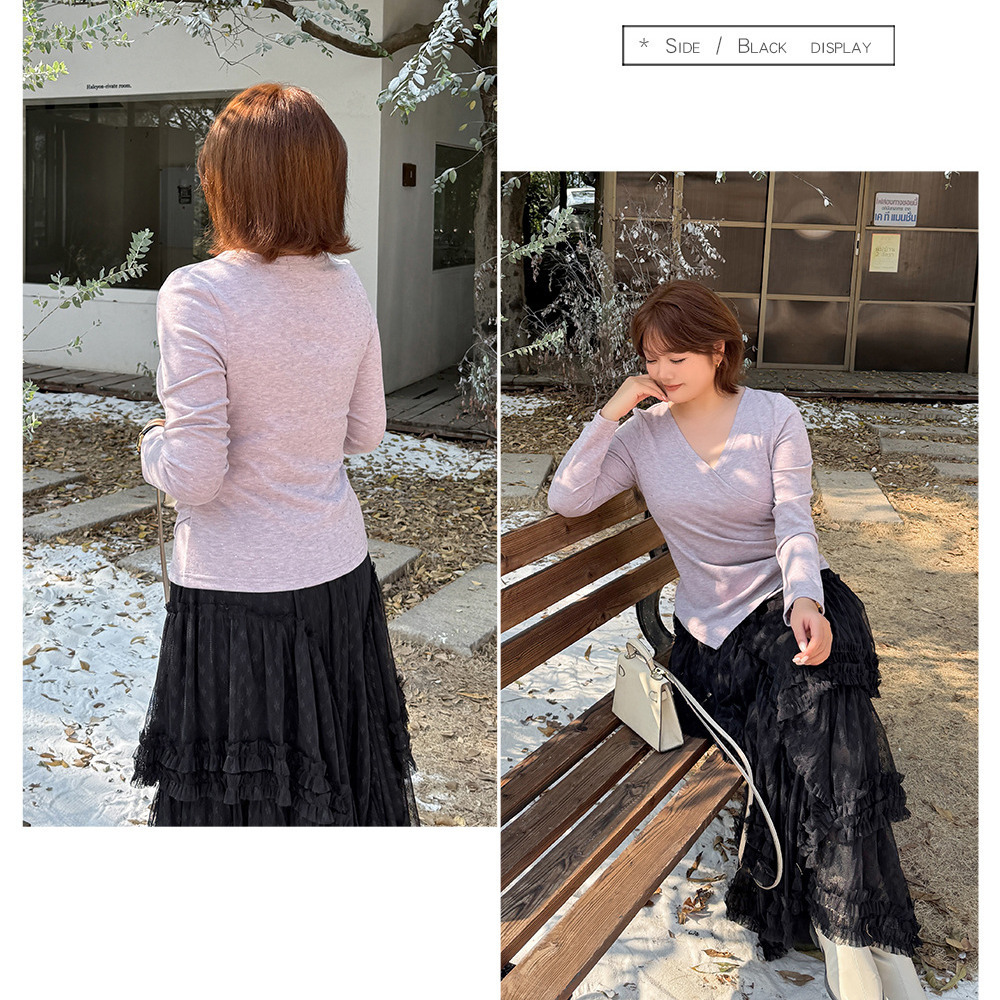 起毛素材で暖かい!キラキラのハートドット柄のアシンメトリートップス10