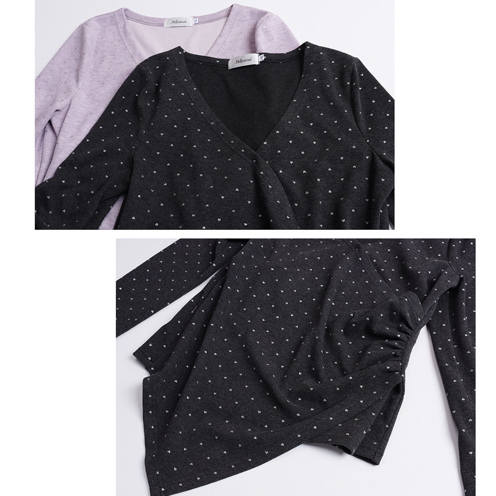 起毛素材で暖かい!キラキラのハートドット柄のアシンメトリートップス11