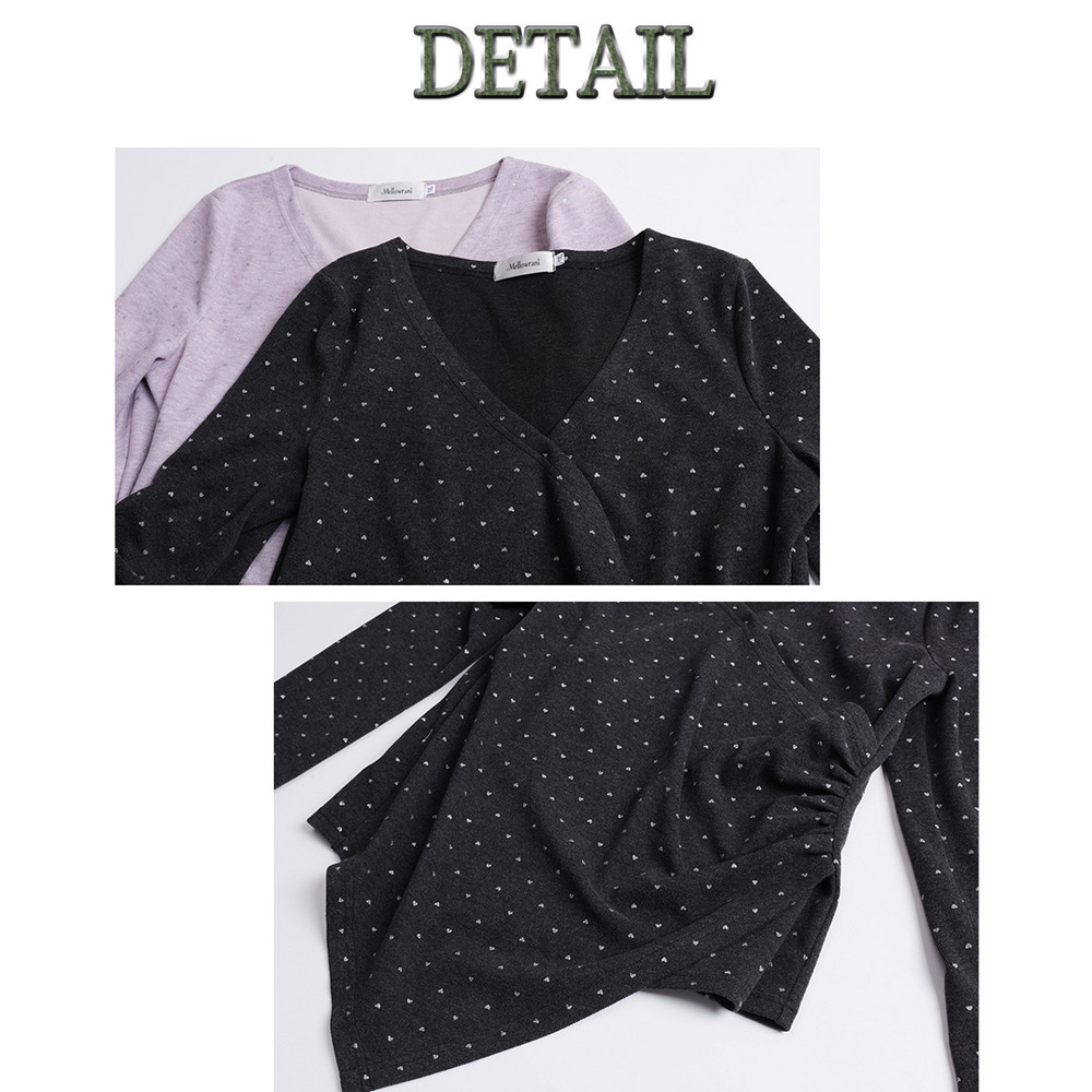 起毛素材で暖かい!キラキラのハートドット柄のアシンメトリートップス16