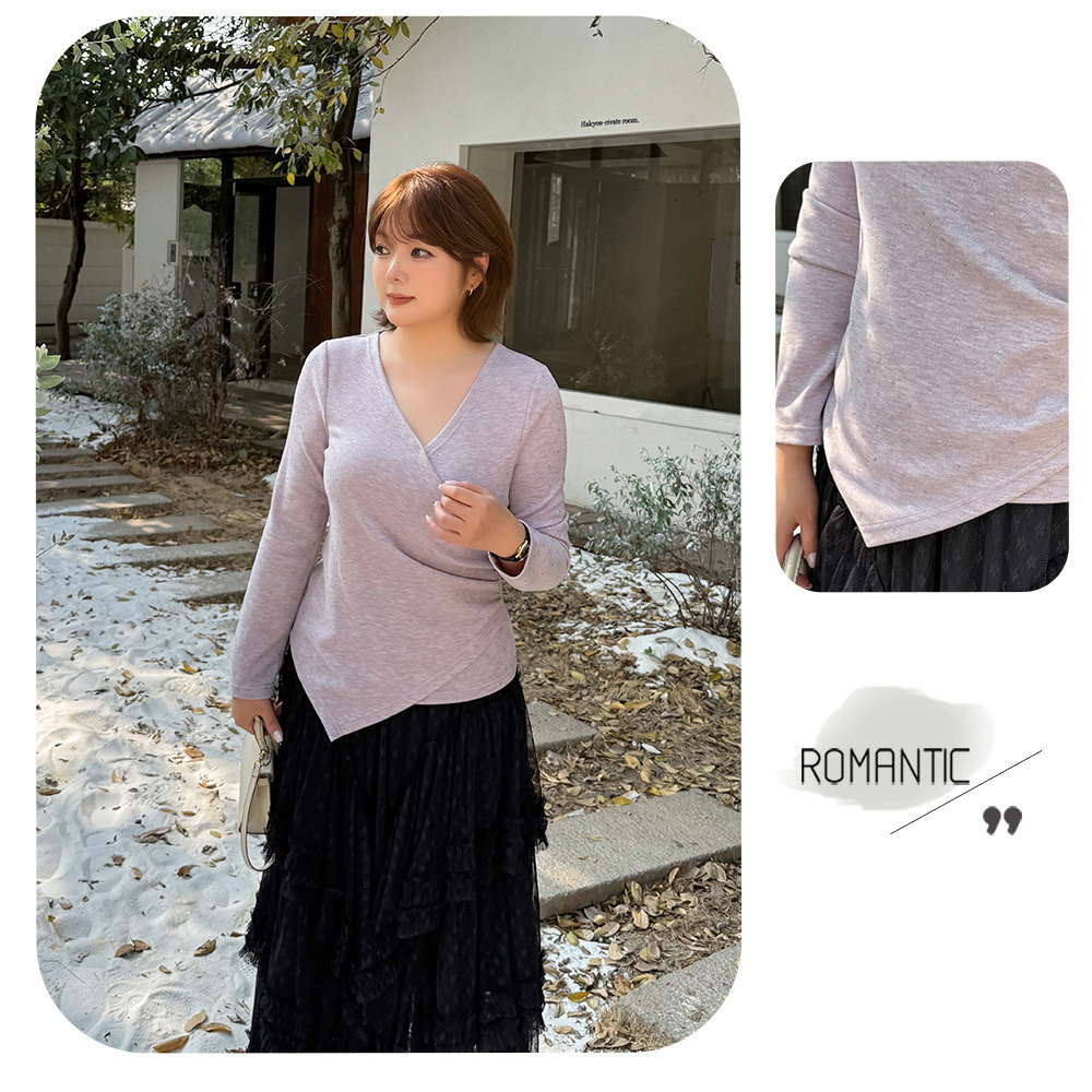 起毛素材で暖かい!キラキラのハートドット柄のアシンメトリートップス7