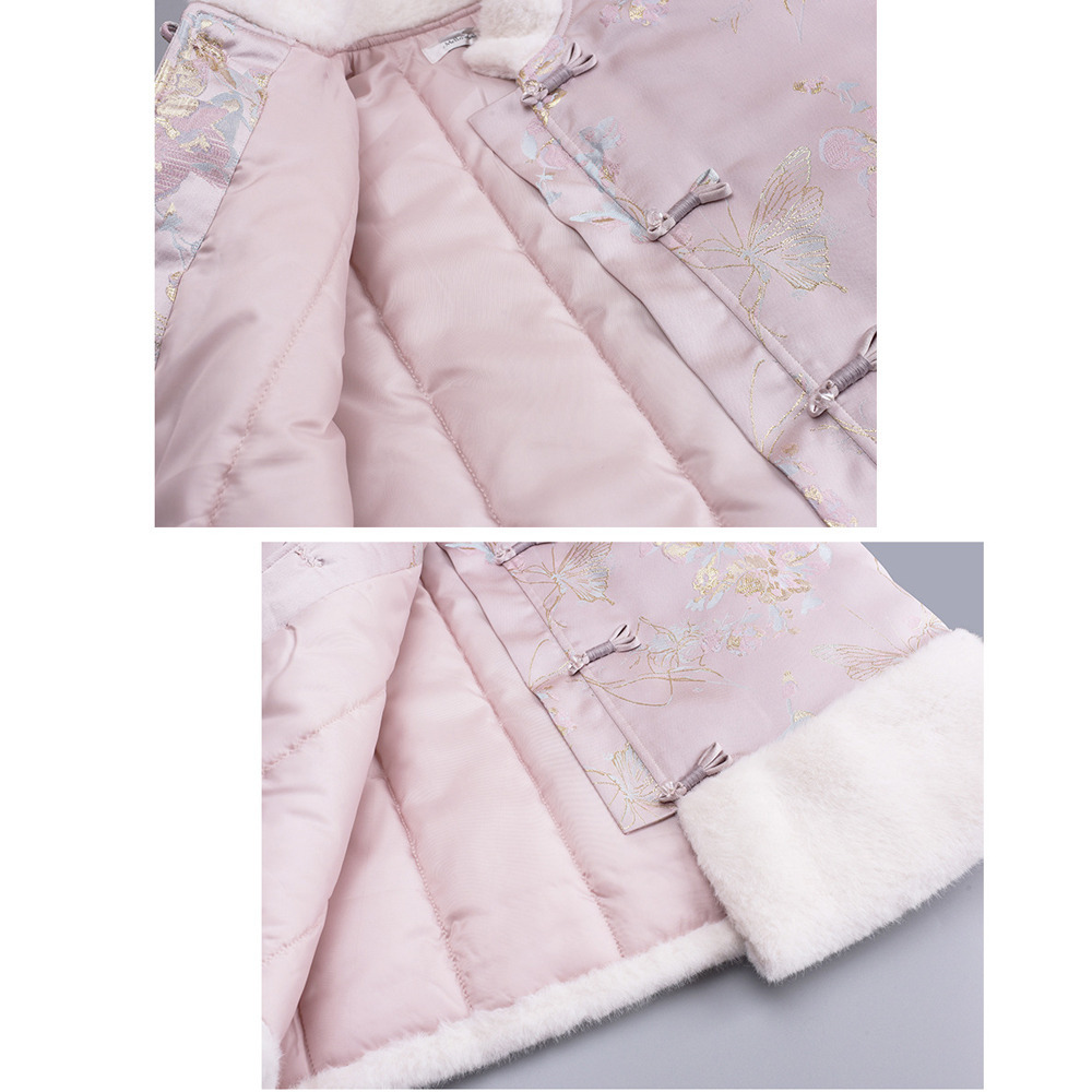 チャイナ風デザインのファーコラージュ 花柄ジャガードサテンベスト10