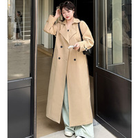 ゆったりなのにスッキリ見え ダブルブレスト ロング丈トレンチコート