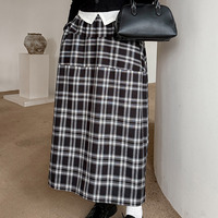 8cm違いのレギュラー丈とロング丈があるレトロチェック柄スカート