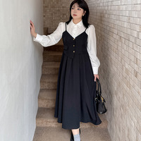 アシンメトリーデザインが目を惹くレイヤードスタイルワンピース