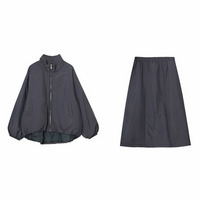 中綿スタンドカラージャケット＆ Aライン ロングスカート