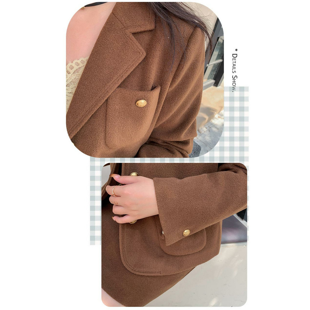 【今だけ10%オフ】ウールライク生地 シングルブレスト ジャケット+スカートスーツ21
