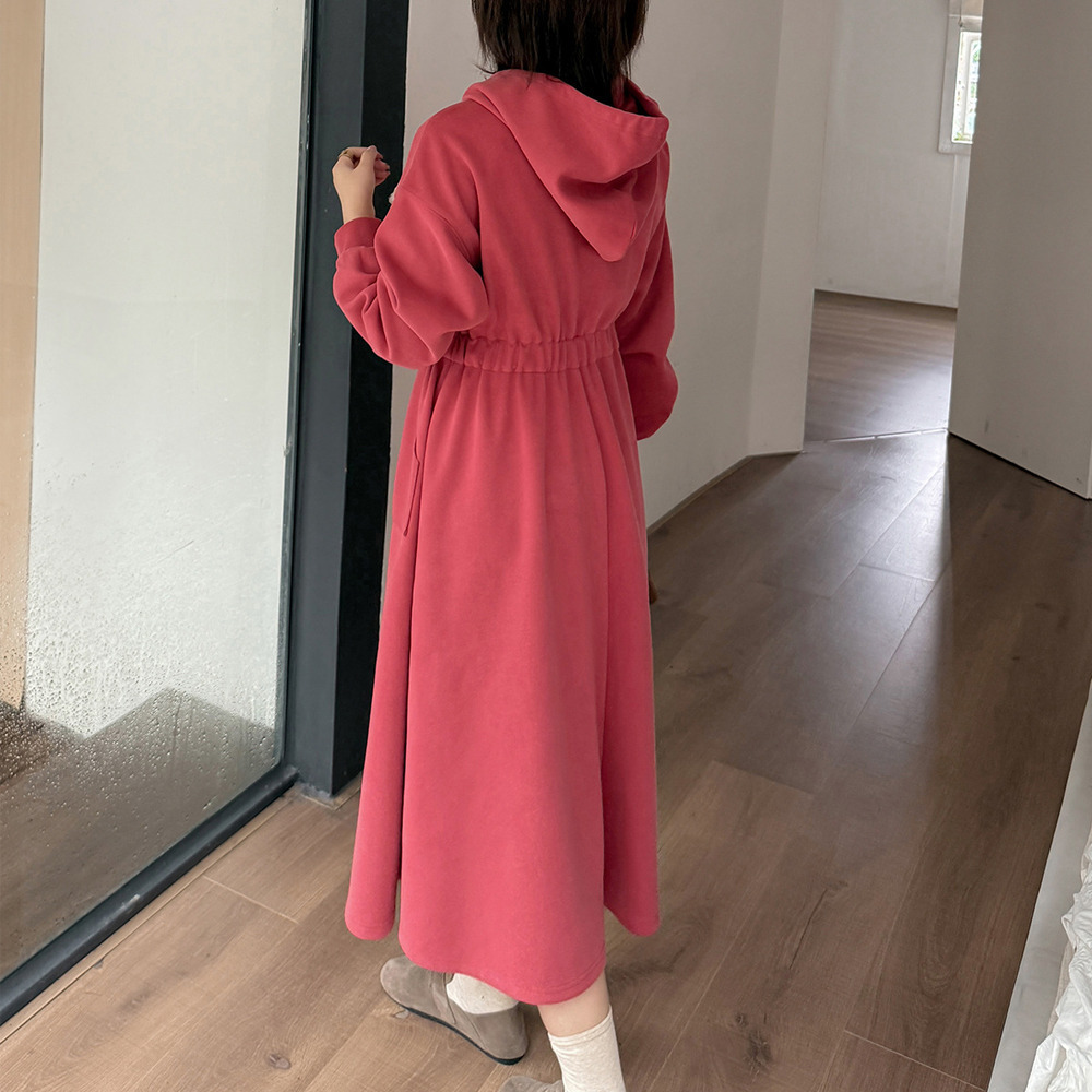 【今だけ10%オフ】くまモチーフ付き。裏起毛スウェットの暖かい大人カジュアルワンピース6