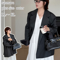 メンズライクな縦ストライプ柄 オーバーサイズ ジャケット