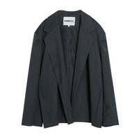 メンズライクな縦ストライプ柄 オーバーサイズ ジャケット