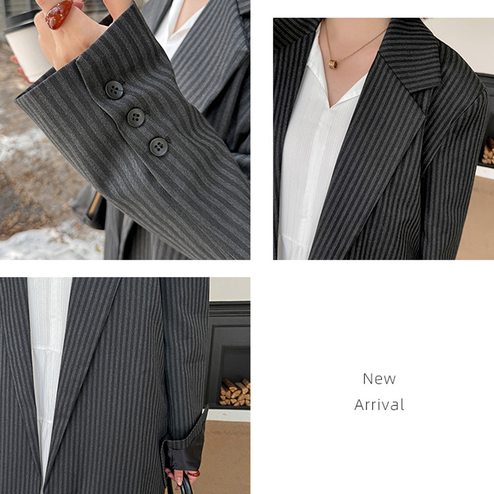 メンズライクな縦ストライプ柄 オーバーサイズ ジャケット10