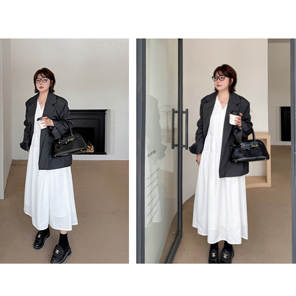 メンズライクな縦ストライプ柄 オーバーサイズ ジャケット8